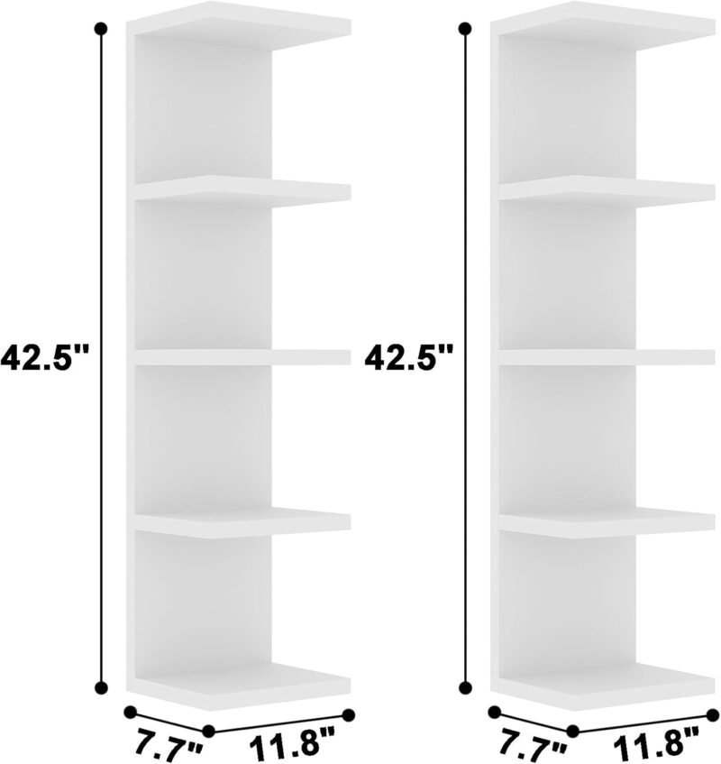 LitaEther 5‑Tier Floating Wall Shelf – 11.8″×42.5″ White Display Unit - Image 4