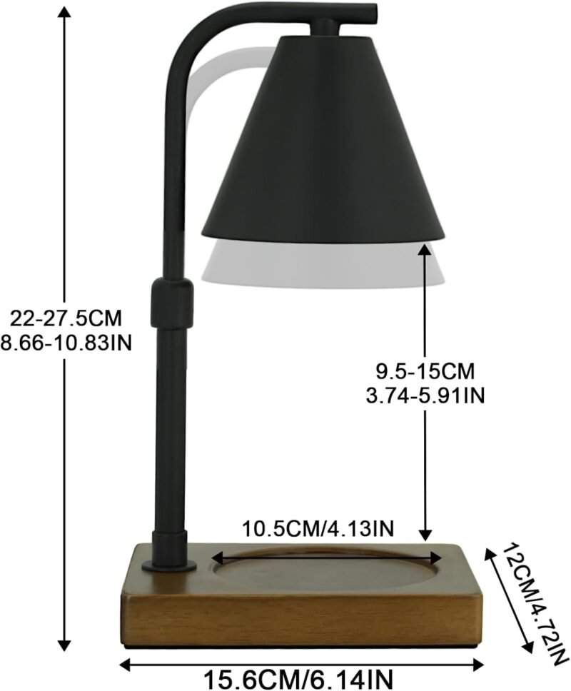 SOKCVSEA Dimmable Candle Warmer Lamp – Timer, Adjustable Height, Wooden Base, 50 W Bulb - Image 4