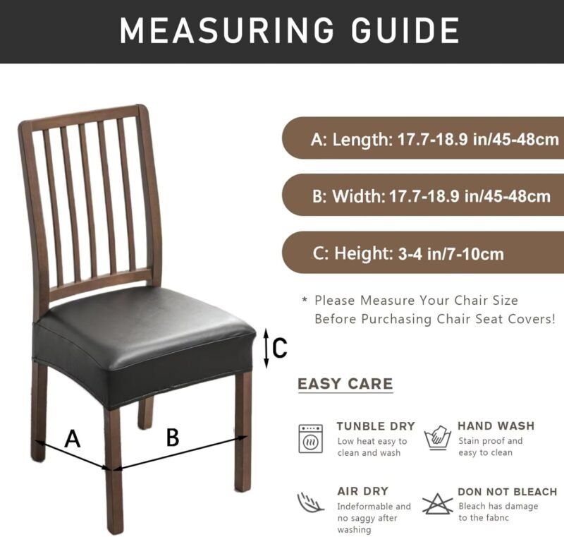 NILUOH Waterproof PU Leather Seat Covers – 4‑Pack Dining Chair Protectors - Image 6