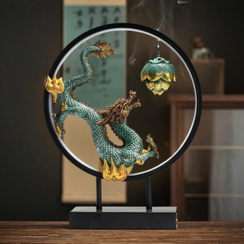 TXYXT Ceramic Dragon LED Backflow Incense Fountain – USB Powered, Adjustable Glow - Image 4
