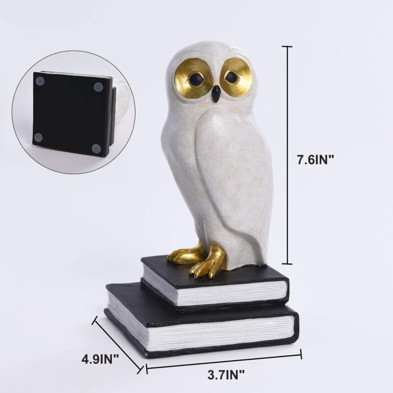 Kakizzy Resin Owl Bookends – 3.7″×4.9″×7.7″ Decorative Non-Slip Pair - Image 4