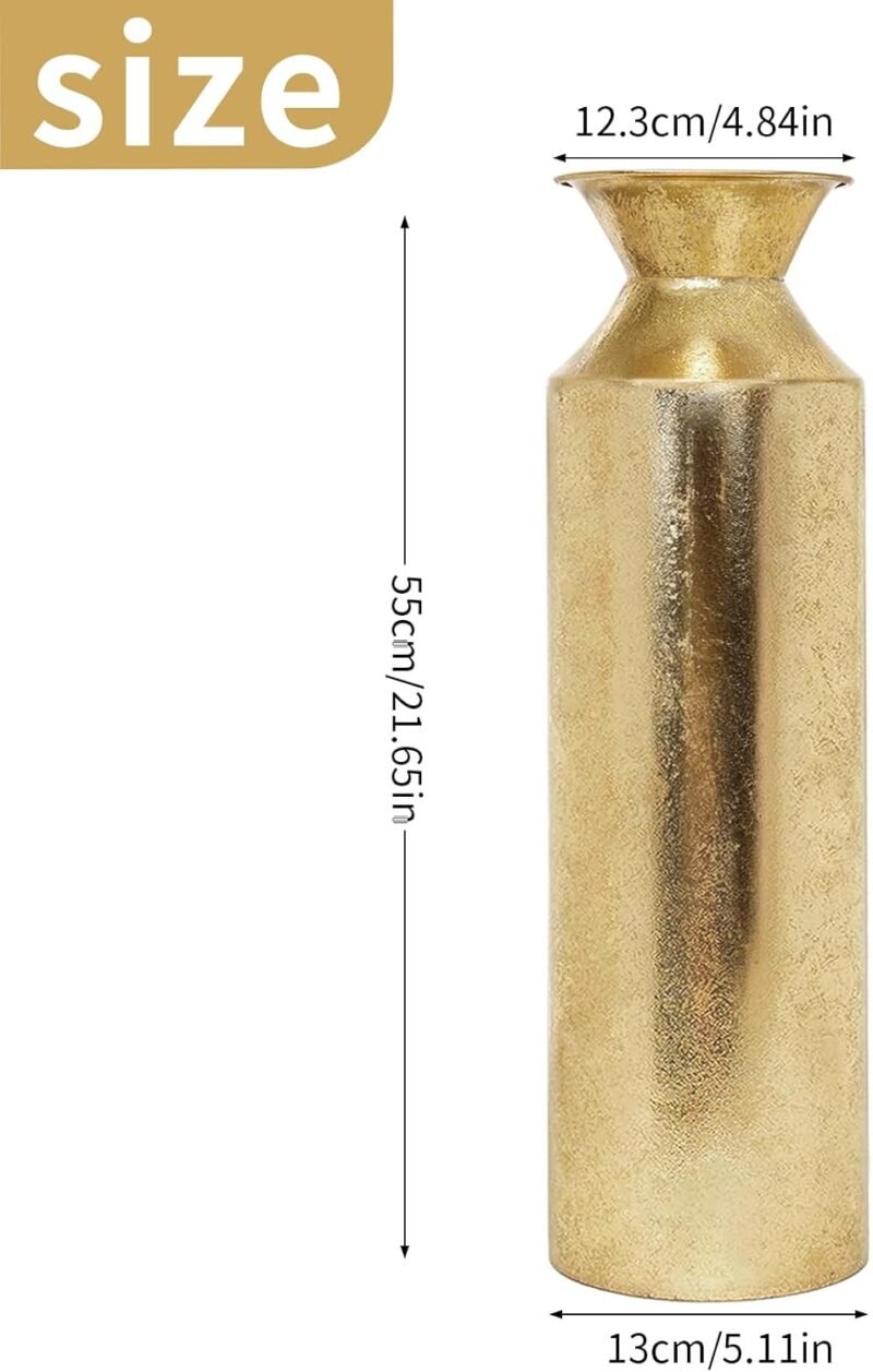 Gold Tall Metal Floor Vase – 21.65″ Decorative Branch Vase for Home & Spa - Image 3