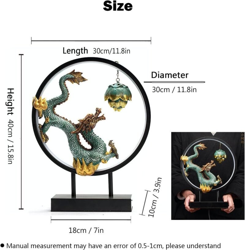 TXYXT Ceramic Dragon LED Backflow Incense Fountain – USB Powered, Adjustable Glow - Image 8