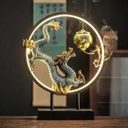 TXYXT Ceramic Dragon LED Backflow Incense Fountain – USB Powered, Adjustable Glow