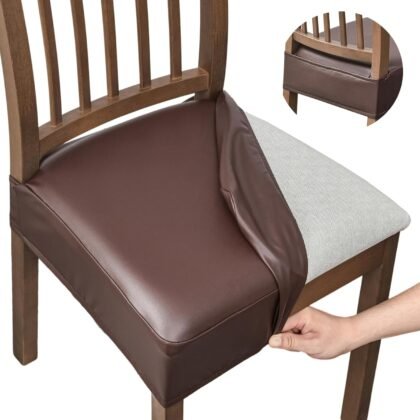 NILUOH Waterproof PU Leather Seat Covers – 4‑Pack Dining Chair Protectors
