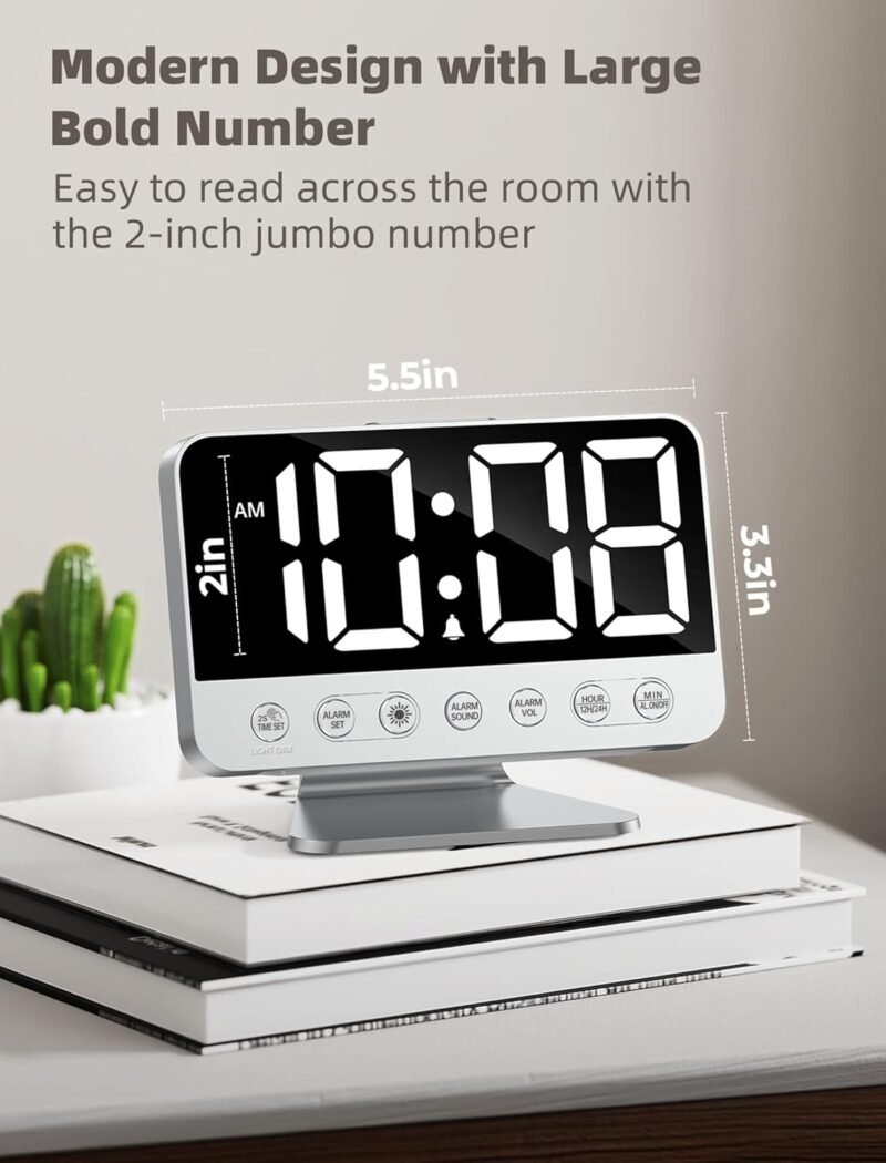 Odokee Digital Alarm Clock – 2″ Large Display, 5 Alarms, USB Port, 8‑Color Night Light - Image 2