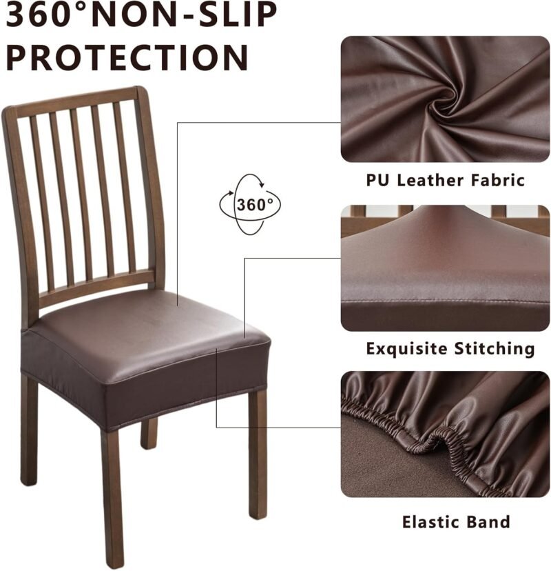 NILUOH Waterproof PU Leather Seat Covers – 4‑Pack Dining Chair Protectors - Image 2