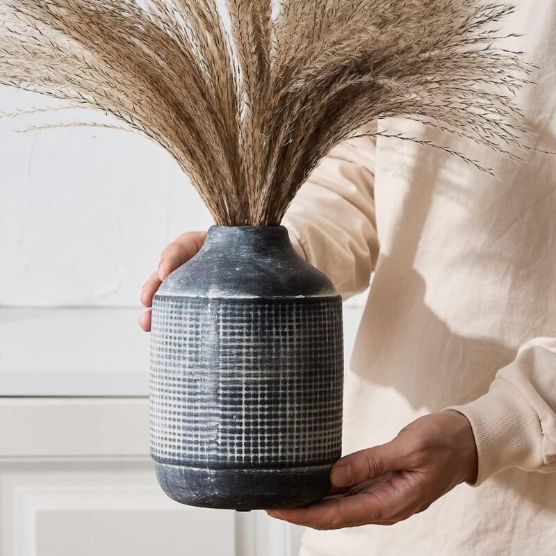 SIDUCAL Rustic Sand‑Glaze Ceramic Vase – 7″ Boho Farmhouse Décor - Image 3