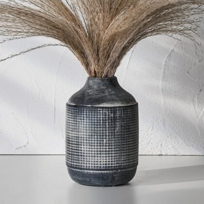 SIDUCAL Rustic Sand‑Glaze Ceramic Vase – 7″ Boho Farmhouse Décor