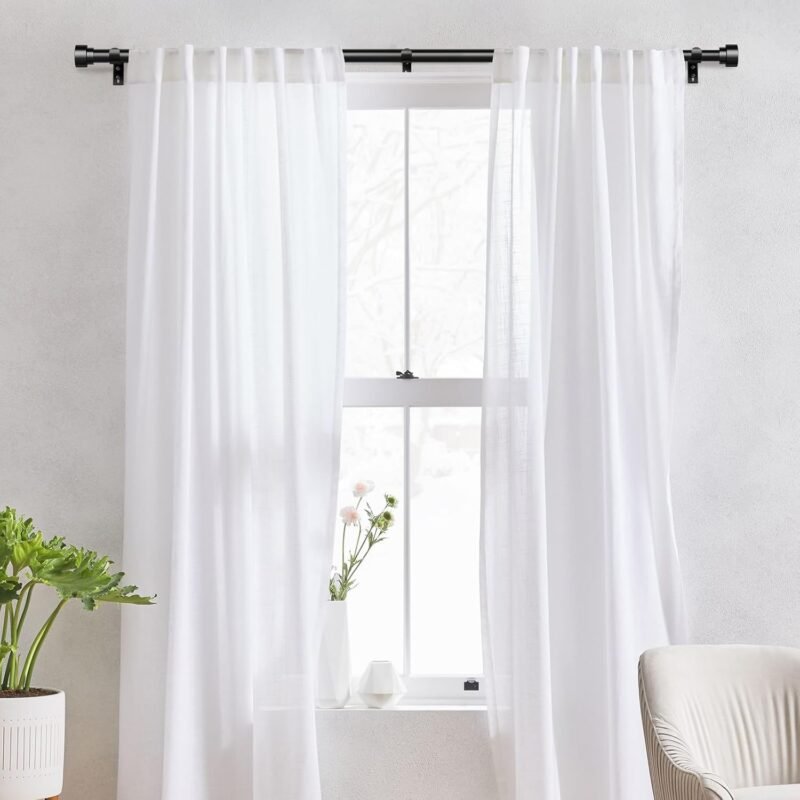 IFELS Heavy Duty Adjustable Curtain Rod – 66″–120″, 1″ Diameter - Image 2