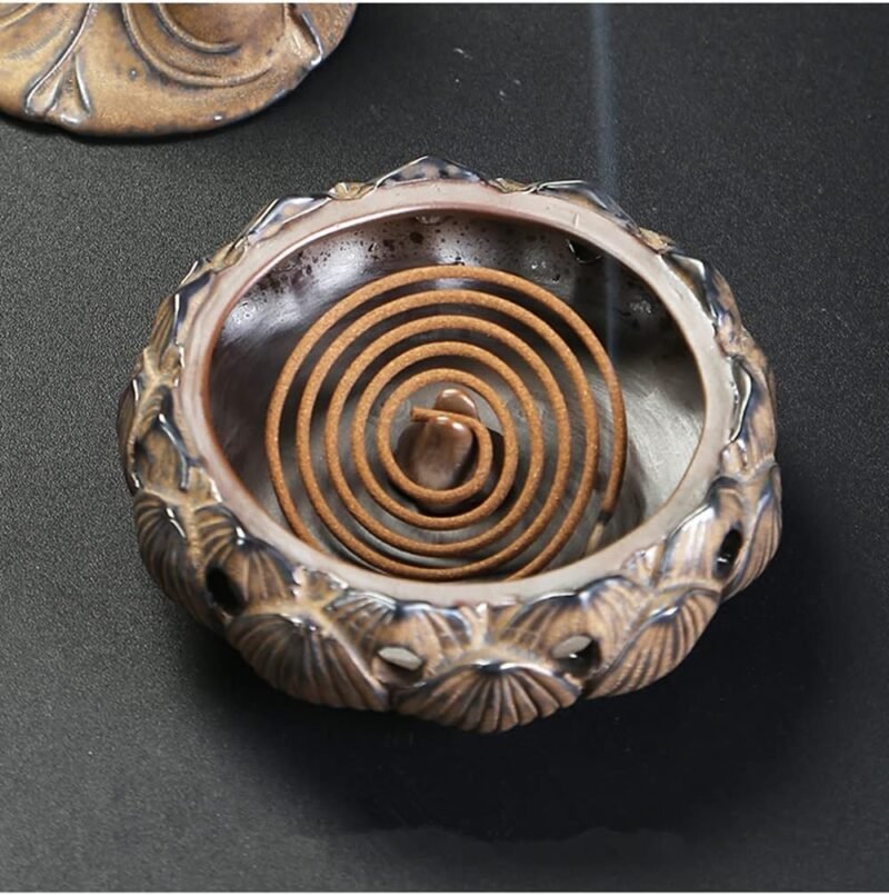 Ceramic Buddha Waterfall Backflow Incense Burner with LED Light – Feng Shui Decor - Image 3
