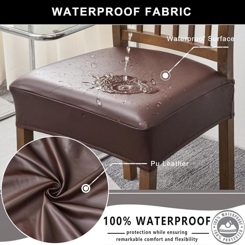 NILUOH Waterproof PU Leather Seat Covers – 4‑Pack Dining Chair Protectors - Image 3