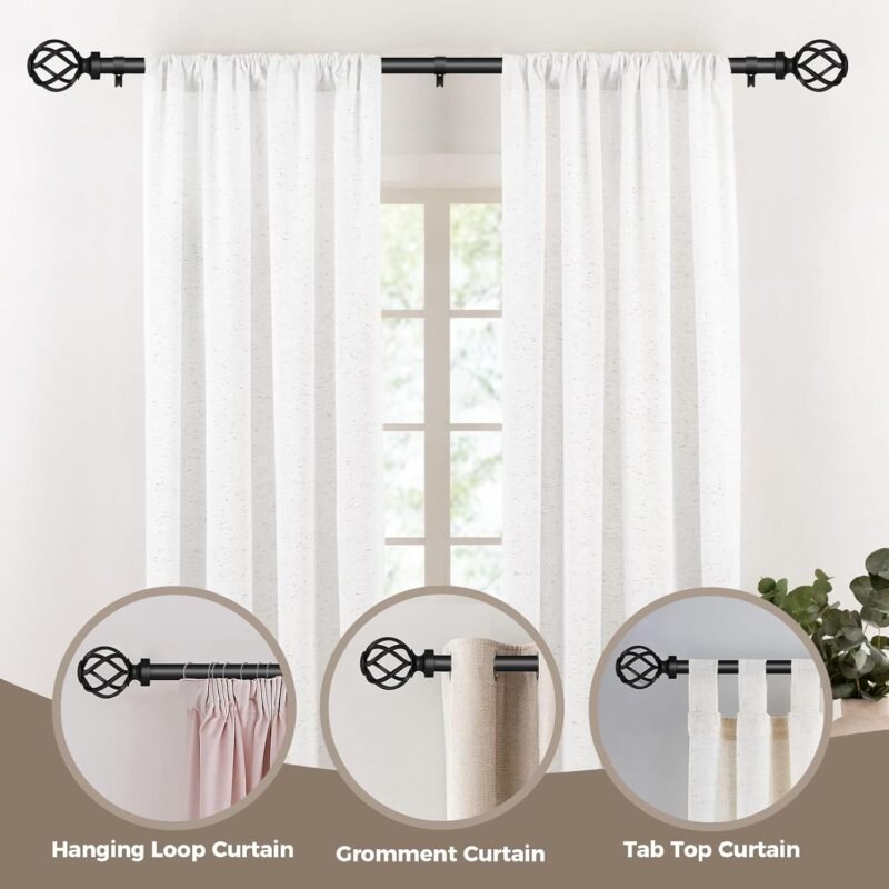 IFELS Heavy‑Duty Black Curtain Rod – Adjustable 66″–120″ (6/8″ Dia) - Image 4