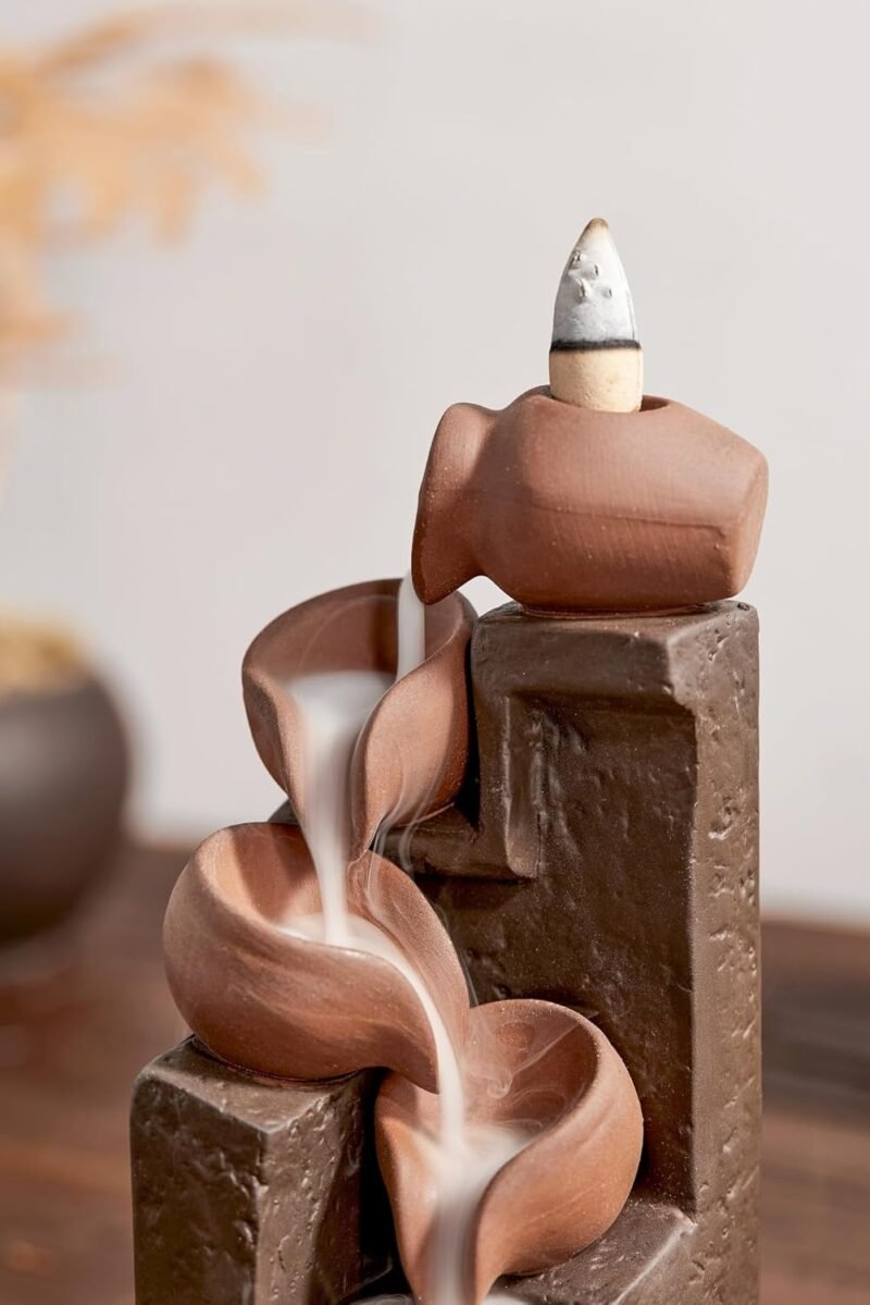 LAMDAWN Ceramic Waterfall Backflow Incense Holder – Cascading Basins, Includes Incense Cones - Image 3