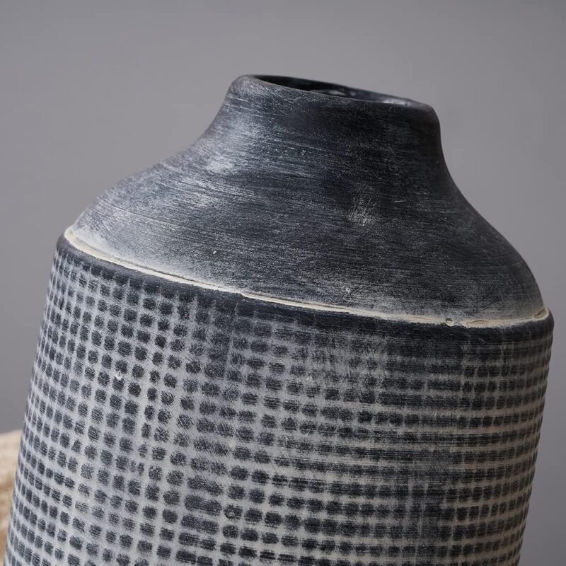 SIDUCAL Rustic Sand‑Glaze Ceramic Vase – 7″ Boho Farmhouse Décor - Image 6