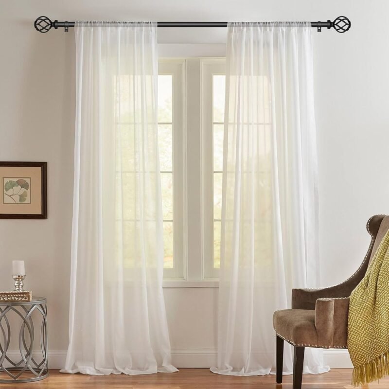 IFELS Heavy‑Duty Black Curtain Rod – Adjustable 66″–120″ (6/8″ Dia) - Image 3