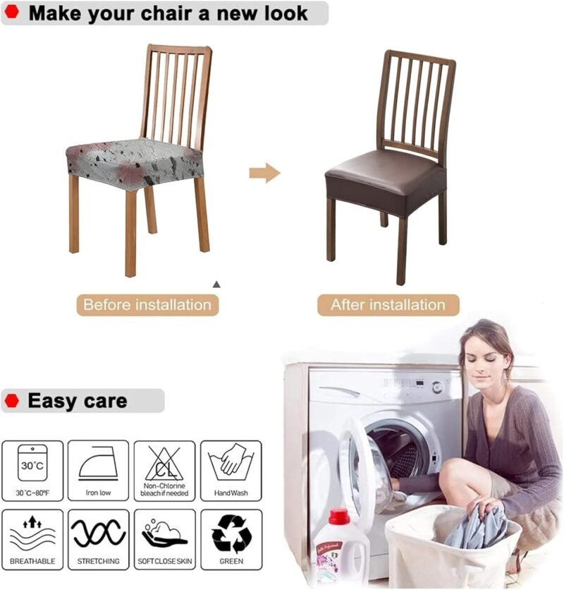 NILUOH Waterproof PU Leather Seat Covers – 4‑Pack Dining Chair Protectors - Image 5