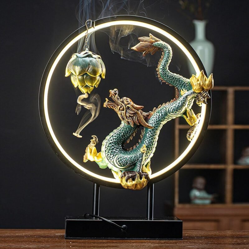 TXYXT Ceramic Dragon LED Backflow Incense Fountain – USB Powered, Adjustable Glow - Image 5