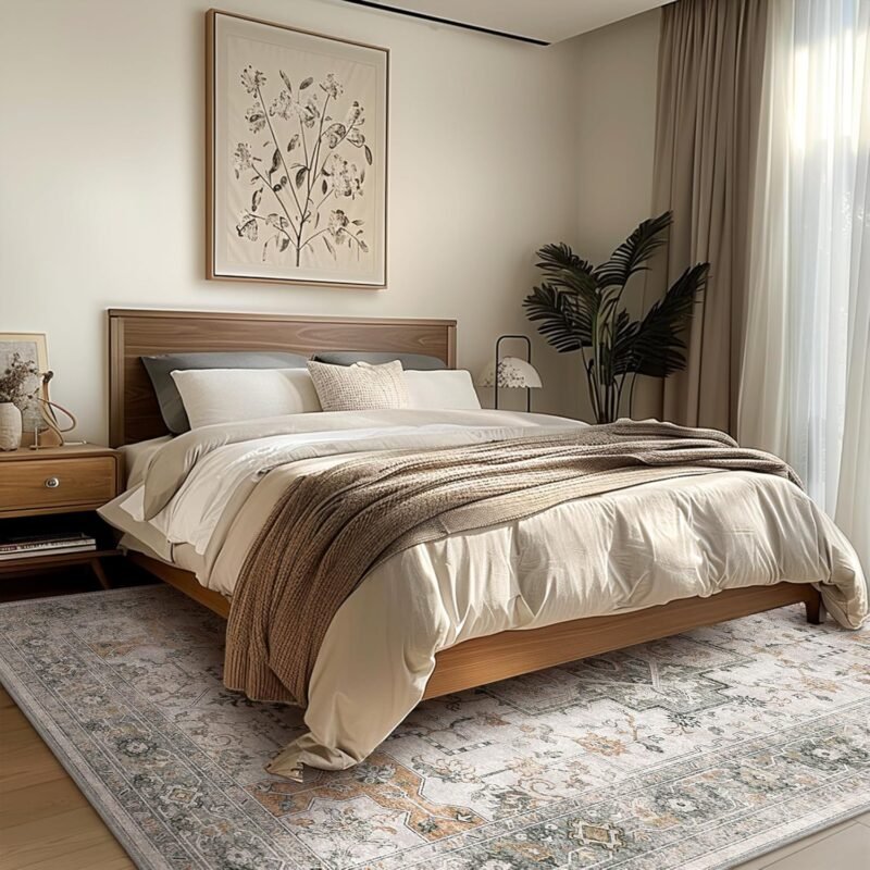 GENIMO 8′×10′ Machine-Washable Low-Pile Chenille Area Rug – Light Taupe - Image 9