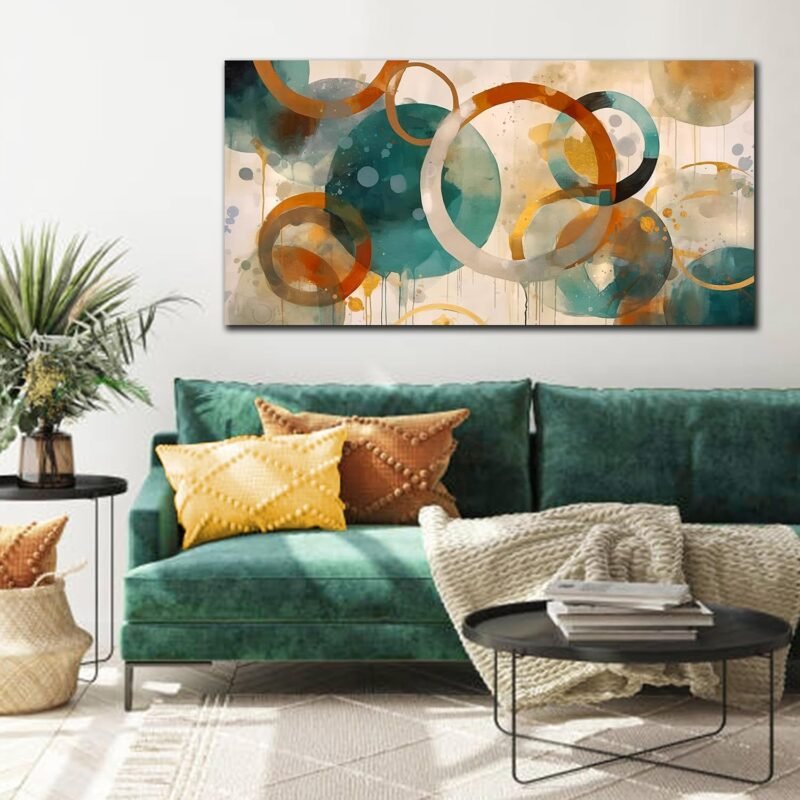 ENTANUB 29″×59″ Abstract Geometric Canvas – Black, White & Gold Wall Art - Image 2