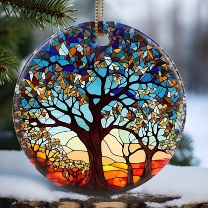 Touber Ceramic "Tree of Life" Christmas Ornament – 3.1″ Heirloom Keepsake
