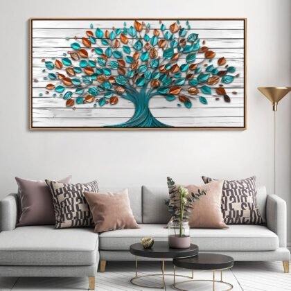 Mofutinpo Tree of Life Framed Canvas Artwork – 24″×48″, Pre-Hung