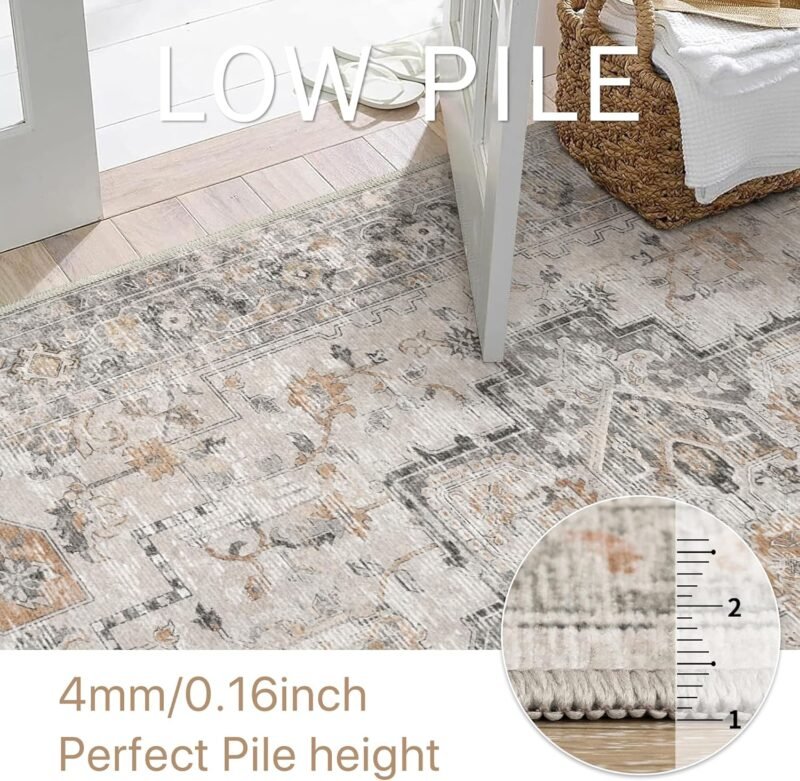 GENIMO 8′×10′ Machine-Washable Low-Pile Chenille Area Rug – Light Taupe - Image 6