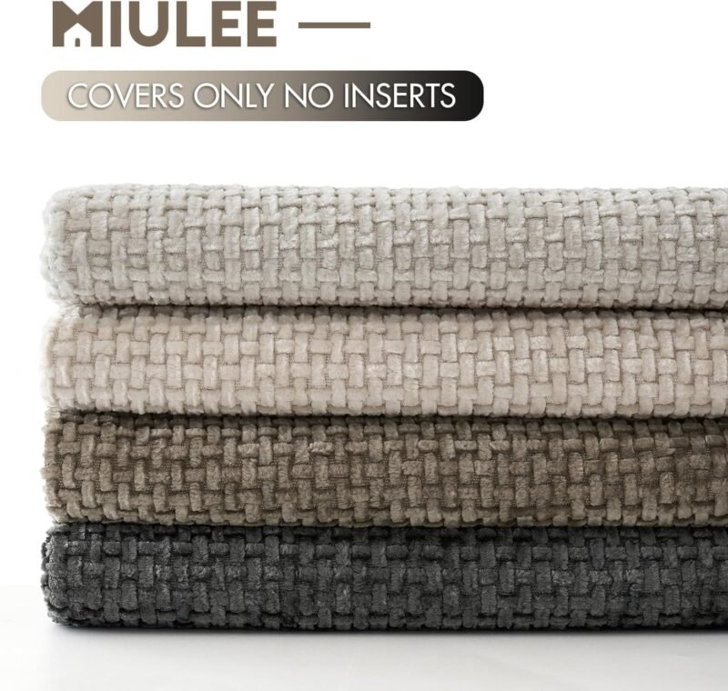 MIULEE 18″×18″ Neutral Chenille Pillow Covers – Pack of 4, Soft Decorative Throw Cushion Covers - Image 5
