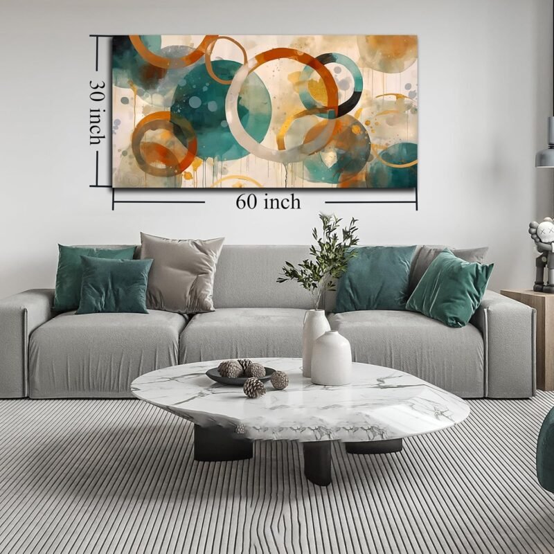 ENTANUB 29″×59″ Abstract Geometric Canvas – Black, White & Gold Wall Art - Image 6