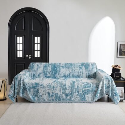 MYSKY HOME Sage Abstract Sectional Slipcover – XL 71″×118″, Tassel‑Edge