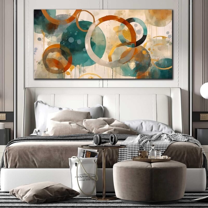ENTANUB 29″×59″ Abstract Geometric Canvas – Black, White & Gold Wall Art - Image 4