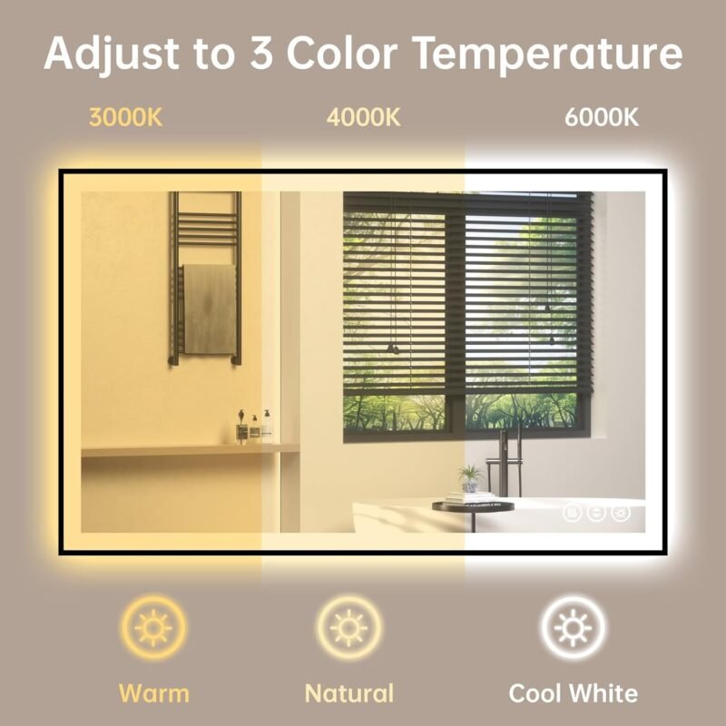 Dimmable 48″×32″ LED Bathroom Mirror – Anti‑Fog, Shatter‑Proof, Heated Memory - Image 4